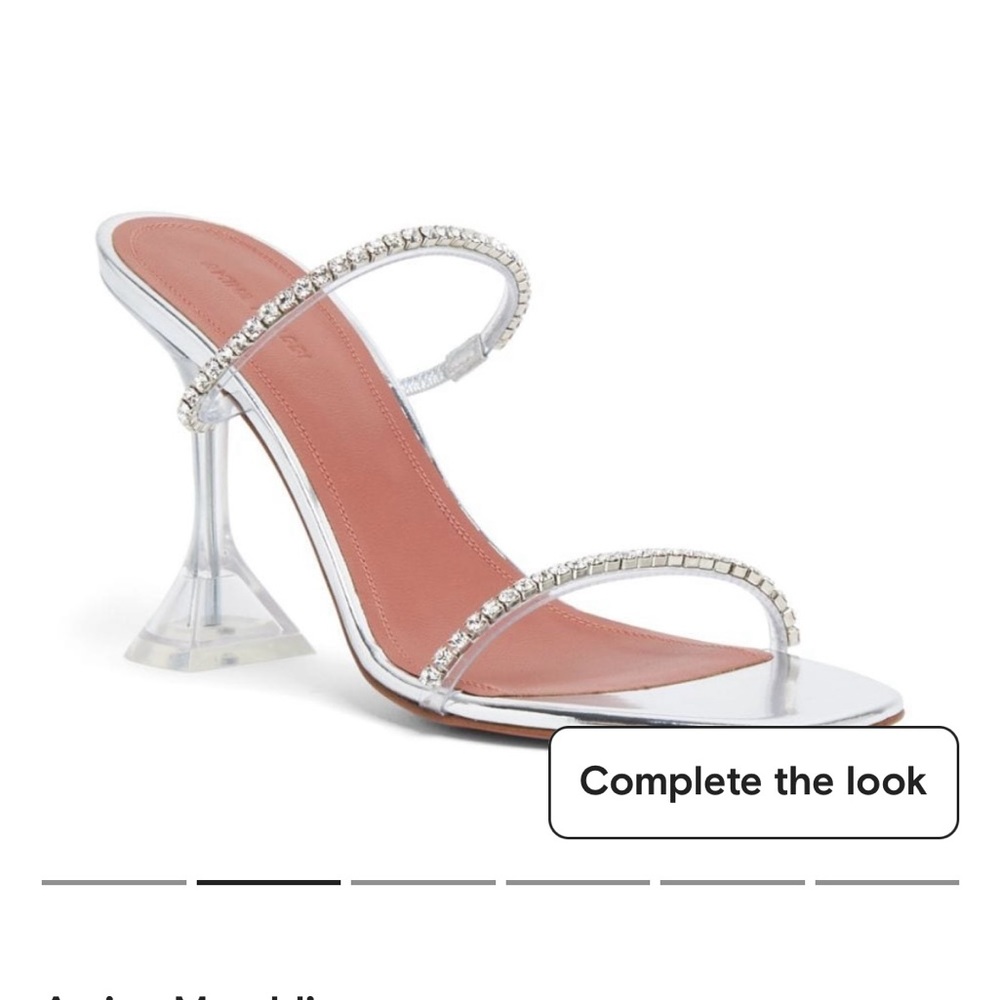 Amina Muaddi Silver Heels - Picture 2 of 12